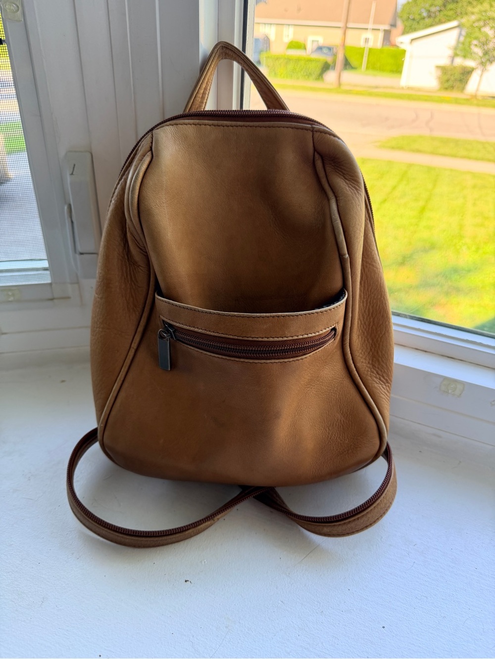 Leather Mini Backpack - Brown Vintage